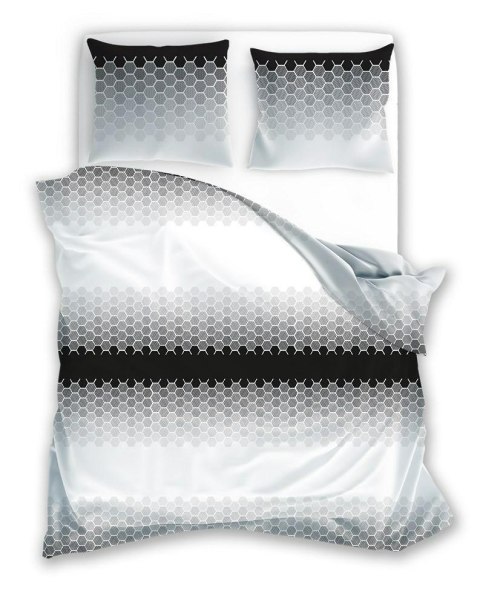 Pościel bawełniana 140x200 Glamour 018 szara czarna geometria z jedną poszewką Faro 01