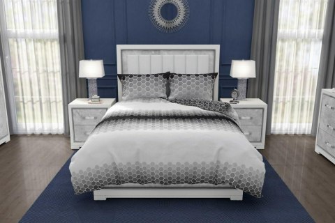 Pościel bawełniana 140x200 Glamour 018 szara czarna geometria z jedną poszewką Faro 01
