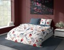 Pościel bawełniana 160x200 biała czerwona granatowa kwiaty 012 Fashion 23 Faro