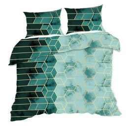 Pościel bawełniana 160x200 geometria turkusowa złota 1591N Classic