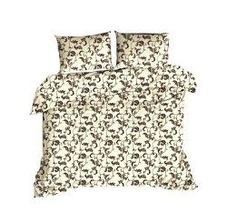 Pościel bawełniana 160x200 kremowa brązowa wzorki 510N Classic