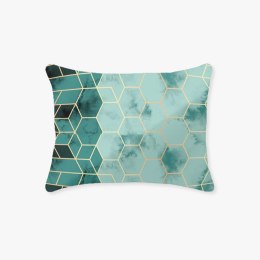 Poszewka bawełniana 40x40 geometria turkusowa złota 1591N Classic