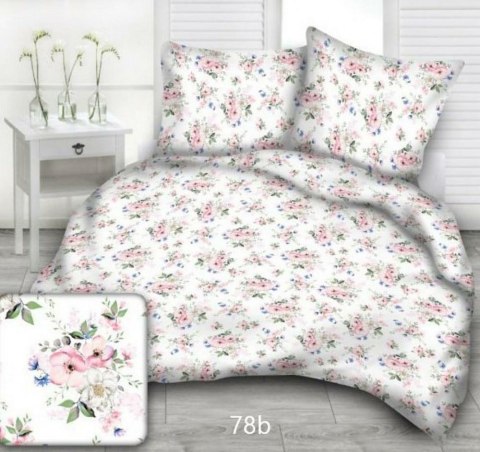 Poszewka bawełniana 40x60 78b biała kwiat jabłoni listki zielone zapinana na zamek