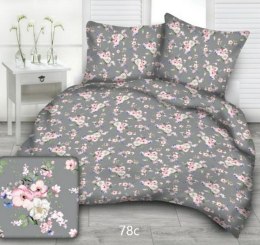 Poszewka bawełniana 40x60 78c grafitowa kwiat jabłoni listki zielone zapinana na zamek