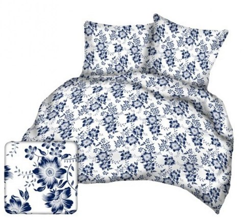 Poszewka z kory 40x40 biała granatowa kwiaty A1035 Kora 23