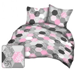 Poszewka z kory 40x40 szara różowa heksagony A978_6 Kora 23