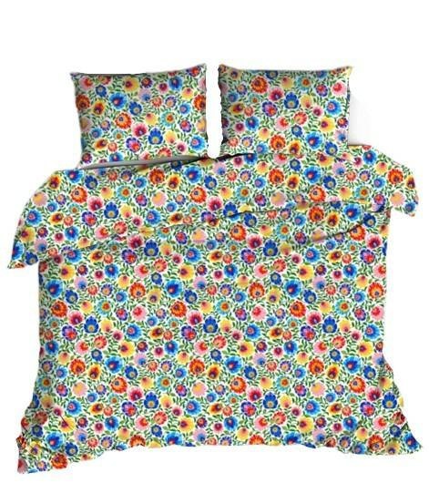 Poszewka z kory 50x60 859a biała folk łowicki kwiatki kolorowe zapinana na zamek bawełniana Kora 23