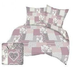 Poszewka z kory 50x60 różowa pudrowa serca kwiaty paczłork KR001 Kora 23