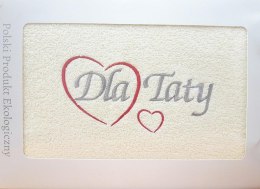 Prezent dla Taty ręcznik 70x140 Dla Taty kremowy serduszka w pudełku na Dzień Taty