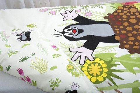 Pościel bawełniana 100x135 Krecik zielona kolorowa dziecięca do łóżeczka H23