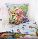 Pościel bawełniana 140x200 Dino dinozaury niebieska kolorowa poszewka 70x90 H23