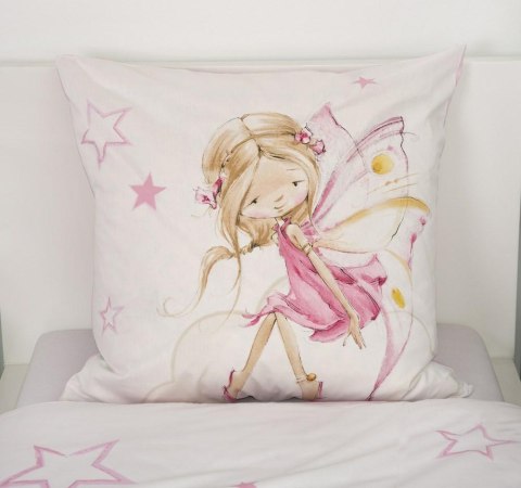 Pościel bawełniana 140x200 Little Fairy wróżka biała różowa poszewka 70x90 H23