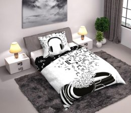 Pościel bawełniana 140x200 Music młodzieżowa słuchawki poszewka 70x90 Faro 23