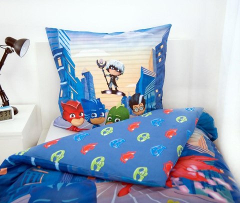 Pościel bawełniana 140x200 PJ Masks niebieska poszewka 70x90 H23