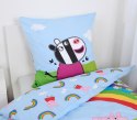 Pościel bawełniana 140x200 Świnka Peppa tęcza niebieska kolorowa poszewka 70x90 H23