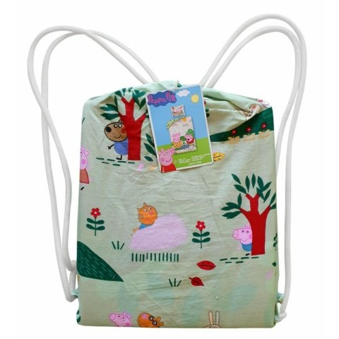 Pościel bawełniana 140x200 Świnka Peppa zielona PE-3240BL poszewka 70x90 + worek bawełniany Halantex