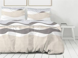 Pościel bawełniana 160x200 Tabbaco Van beżowa szara fale Premium Bielbaw 1