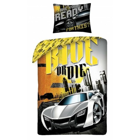 Pościel świecąca w ciemności 140x200 Szybcy i wściekli żółta FF-7676BL poszewka 70x90 Halantex