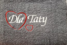Prezent dla Taty ręcznik 70x140 Dla Taty szary serduszka w pudełku na Dzień Taty