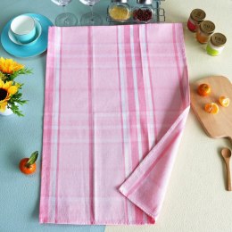 Ścierka kuchenna 45x65 Fair różowa kratka bawełniana I 23