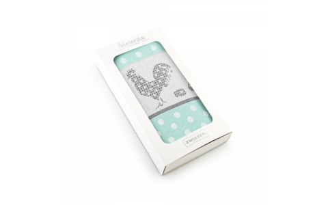 Ścierka kuchenna 50x70 Folk w pudełku turkusowa kogut na prezent 8639/3 Zwotex 23