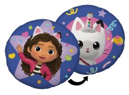 Poduszka dekoracyjna 40 cm Koci domek Gabi niebieska okrągła kształtka przytulanka