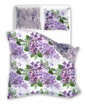 Pościel bawełniana 140x200 Cottage 008 kwiaty bez biała fioletowa poszewka 70x90 Faro