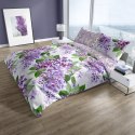 Pościel bawełniana 140x200 Cottage 008 kwiaty bez biała fioletowa poszewka 70x90 Faro