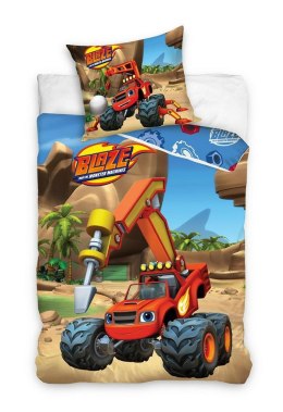 Pościel bawełniana 140x200 Blaze mega maszyny niebieska czerwona poszewka 70x90 C23