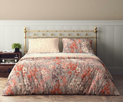 Pościel bawełniana 220x200 Flovery 003 kwiaty beżowa morelowa 23 Faro