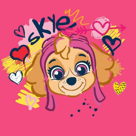 Ręcznik magiczny 30x30 cm Psi Patrol Skye serca różowy Magic