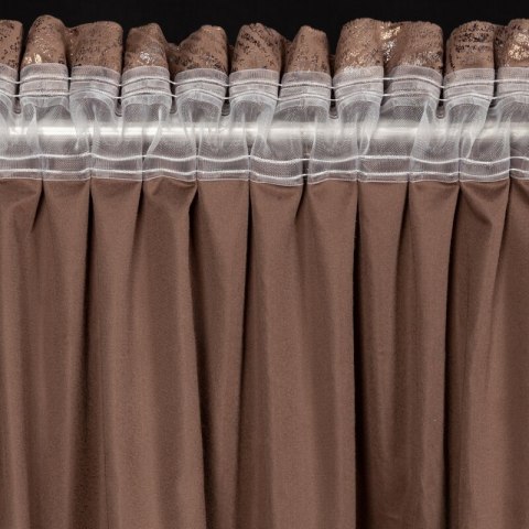 Zasłona 135x270 Tulia kawowa szampańska welurowa z cieniowanym błyszczącym nadrukiem gotowa na taśmie Eurofirany