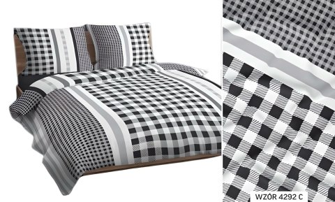 Pościel bawełniana 160x200 szara czarna krata 4292 C bawełna Max