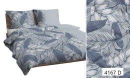 Pościel bawełniana 160x200 szara granatowa liście 4167 D bawełna Max