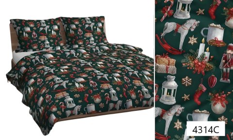 Pościel bawełniana 160x200 zielona kolorowa 4314 C świąteczna bawełna Max