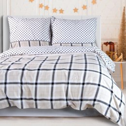 Pościel flanelowa 140x200 Kratka beżowa szara z jedną poszewką 31499/1 Flanela 3 Darymex