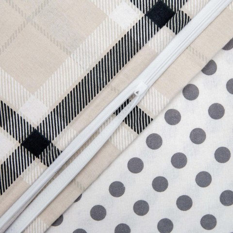 Pościel flanelowa 140x200 Kratka beżowa szara z jedną poszewką 31499/1 Flanela 3 Darymex