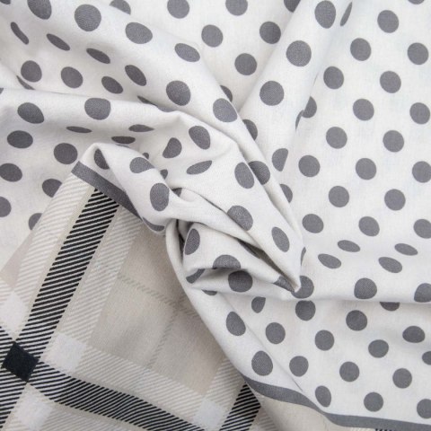 Pościel flanelowa 140x200 Kratka beżowa szara z jedną poszewką 31499/1 Flanela 3 Darymex