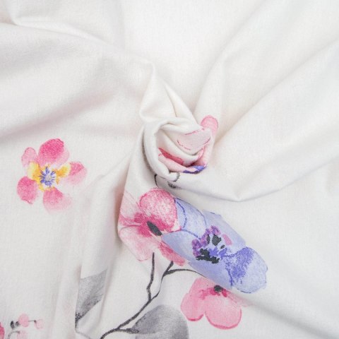 Pościel flanelowa 140x200 Kwiaty biała różowa z jedną poszewką 31501/1 Flanela 3 Darymex