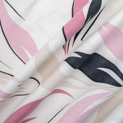 Pościel flanelowa 160x200 Liście biała pudrowa 31502/1 Flanela 3 Darymex