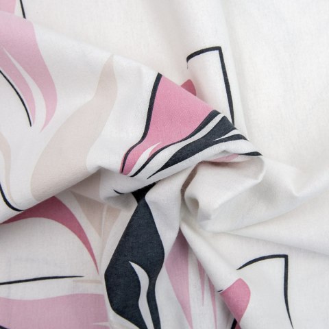 Pościel flanelowa 160x200 Liście biała pudrowa 31502/1 Flanela 3 Darymex