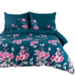 Pościel flanelowa 220x200 Kwiaty turkusowa ciemna różowa 31501/2 Flanela 3 Darymex