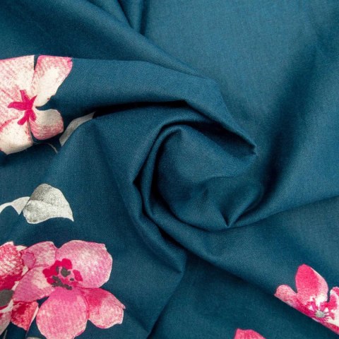 Pościel flanelowa 220x200 Kwiaty turkusowa ciemna różowa 31501/2 Flanela 3 Darymex