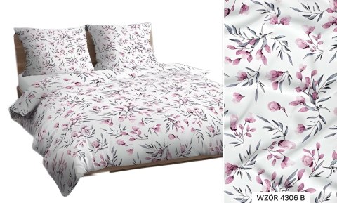 Poszewka bawełniana 40x40 biała różowa szara kwiatki 4306 B bawełna Max
