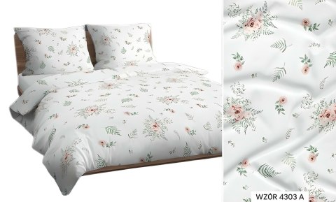 Poszewka bawełniana 40x40 biała zielona morelowa liście kwiatki 4303 A bawełna Max