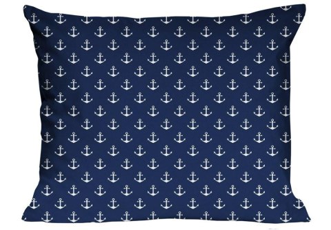 Poszewka bawełniana 50x60 R016 granatowa kotwice białe 22N