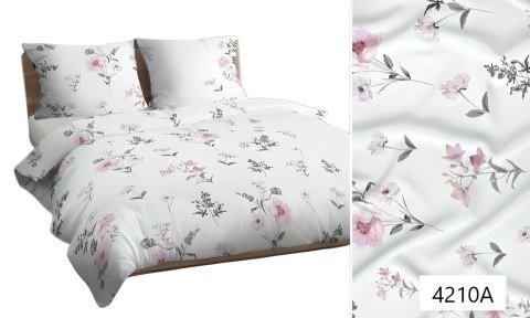 Poszewka bawełniana 70x80 biała różowa kwiatki 4210 A bawełna Max