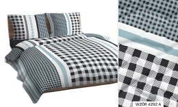 Poszewka bawełniana 70x80 miętowa czarna krata 4292 A bawełna Max