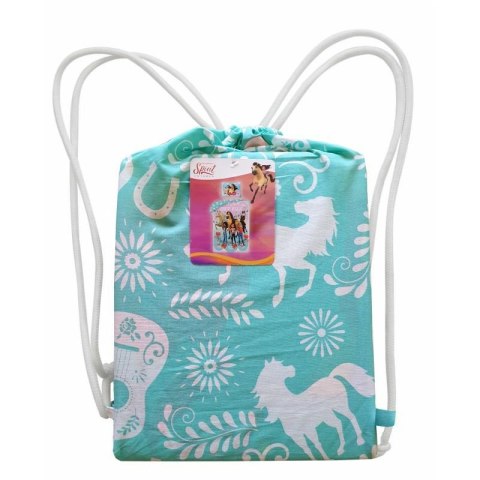 Pościel bawełniana 140x200 Spirit Horses miętowa kolorowa + worek bawełniany poszewka 70x90 Kids 12 Halantex