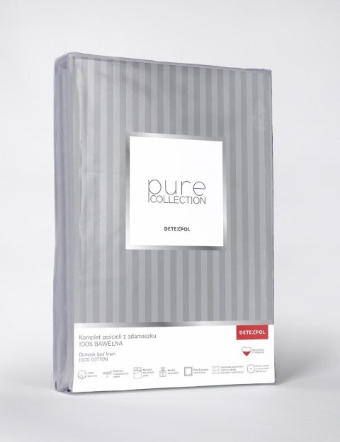 Pościel adamaszkowa 160x200 szara 16 jednobarwna paski 1 cm Pure